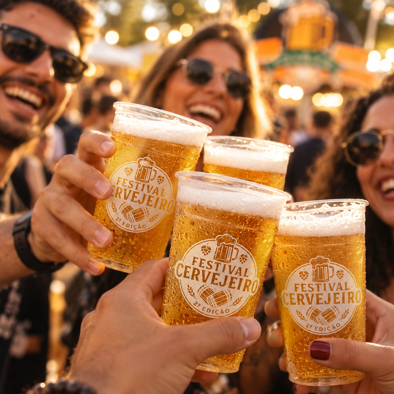 Pessoas brindando no Festival Cervejeiro
